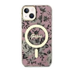 Guess Guess Flower MagSafe - ohišje za iPhone 14 (roza)