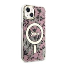 Guess Guess Flower MagSafe - ohišje za iPhone 14 (roza)