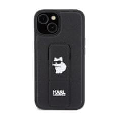 Karl Lagerfeld Karl Lagerfeld Gripstand Saffiano Choupette Pins - Ohišje za iPhone 15 (črno)