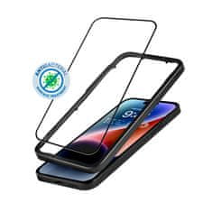 Crong Crong Antibakterijsko 3D armaturno steklo - 9H kaljeno steklo za celoten zaslon za iPhone 14 Pro + okvir za namestitev