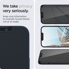 Spigen Spigen GLAS.TR EZ FIT Privacy 2-Pack - Kaljeno steklo s filtrom za zasebnost za iPhone 14 / iPhone 13 Pro / iPhone 13 2 kosa