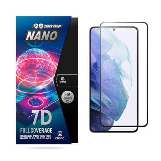 Crong Prilagodljivo steklo Crong 7D Nano - Nezlomljivo hibridno steklo 9H za celoten zaslon telefona Samsung Galaxy S21+