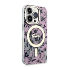 Guess Guess Flower MagSafe - ohišje za iPhone 14 Pro (roza)