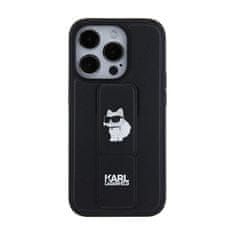 Karl Lagerfeld Karl Lagerfeld Gripstand Saffiano Choupette Pins - Ohišje za iPhone 15 Pro (črno)