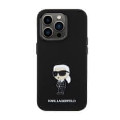 Karl Lagerfeld Karl Lagerfeld Silikonski kovinski zatič Ikonik - Ohišje za iPhone 15 Pro (črno)