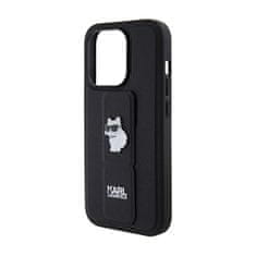 Karl Lagerfeld Karl Lagerfeld Gripstand Saffiano Choupette Pins - Ohišje za iPhone 15 Pro (črno)