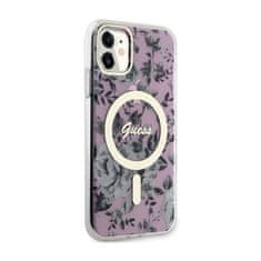 Guess Guess Flower MagSafe - ohišje za iPhone 11 (roza)