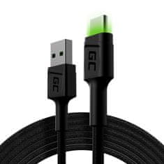 Green Cell Green Cell Ray - Kabel USB - USB-C 200 cm z zeleno LED osvetlitvijo, hitrim polnjenjem Ultra Charge, QC 3.0