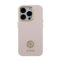 Guess Guess Silikonsko ohišje z logotipom Strass 4G - iPhone 15 Pro (roza)