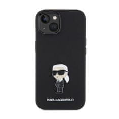 Karl Lagerfeld Karl Lagerfeld Silikonski kovinski zatič Ikonik - Ohišje za iPhone 15 (črno)