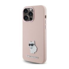 Karl Lagerfeld Karl Lagerfeld Silikonski kovinski zatič Choupette - Ohišje za iPhone 15 Pro (roza)