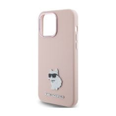 Karl Lagerfeld Karl Lagerfeld Silikonski kovinski zatič Choupette - Ohišje za iPhone 15 Pro (roza)