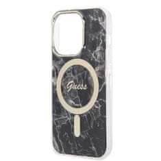 Guess Guess Bundle Pack MagSafe IML Marble - MagSafe etui za iPhone 14 Pro + komplet polnilnika (črna/zlata)