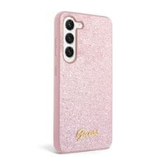 Guess Guess kovinski ovitek z logotipom Glitter Flakes - ovitek za Samsung Galaxy S23 (roza)