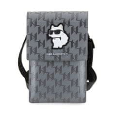 Karl Lagerfeld Karl Lagerfeld Saffiano Monogram Choupette - Crossbody torbica za telefon (srebrna)