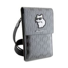 Karl Lagerfeld Karl Lagerfeld Saffiano Monogram Choupette - Crossbody torbica za telefon (srebrna)