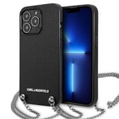 Karl Lagerfeld Karl Lagerfeld Usnje s teksturo in verigo - etui za iPhone 13 Pro Max (črno)