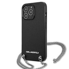 Karl Lagerfeld Karl Lagerfeld Usnje s teksturo in verigo - etui za iPhone 13 Pro Max (črno)