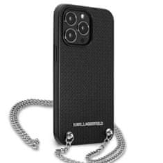 Karl Lagerfeld Karl Lagerfeld Usnje s teksturo in verigo - etui za iPhone 13 Pro Max (črno)