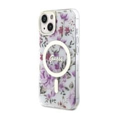 Guess Guess Flower MagSafe - ohišje za iPhone 14 (prozorno)