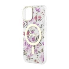 Guess Guess Flower MagSafe - ohišje za iPhone 14 (prozorno)