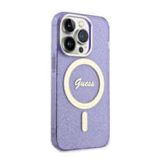 Guess Ohišje Guess MagSafe z bleščicami - iPhone 14 Pro (vijolično)