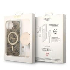 Guess Guess Bundle Pack MagSafe 4G - MagSafe etui za iPhone 14 Plus + komplet polnilnika (rjava/zlata)