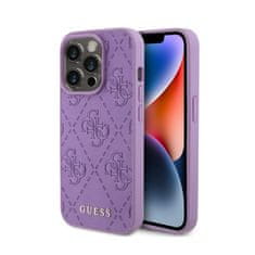 Guess Guess usnje 4G z žigom - Ohišje za iPhone 15 Pro (vijolično)