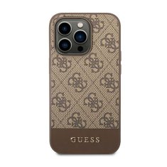 Guess Guess 4G Bottom Stripe Metal Logo Collection - Ohišje za iPhone 14 Pro (rjavo)