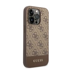 Guess Guess 4G Bottom Stripe Metal Logo Collection - Ohišje za iPhone 14 Pro (rjavo)