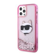 Karl Lagerfeld Karl Lagerfeld Liquid Glitter NFT Choupette Head - ohišje za iPhone 12 / iPhone 12 Pro (roza)