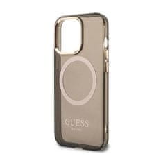 Guess Ohišje Guess Gold Outline Translucent MagSafe - iPhone 13 Pro Max (črno)