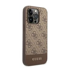 Guess Guess 4G Bottom Stripe Metal Logo Collection - Ohišje za iPhone 14 Pro Max (rjavo)