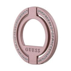 Guess Guess MagSafe Ring Stand Rhinestone - Magnetno držalo za telefon s funkcijo stojala (roza)