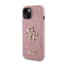 Guess Guess Glitter Script Big 4G - Ohišje za iPhone 15 Plus (roza)