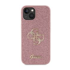 Guess Guess Glitter Script Big 4G - Ohišje za iPhone 15 Plus (roza)