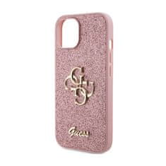 Guess Guess Glitter Script Big 4G - Ohišje za iPhone 15 Plus (roza)