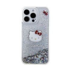 HELLO KITTY Hello Kitty Liquid Glitter Charms Kitty Head - Ohišje za iPhone 15 Pro Max (srebrno)