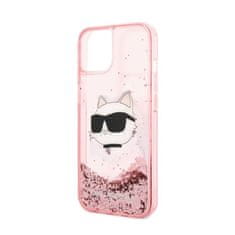 Karl Lagerfeld Karl Lagerfeld Liquid Glitter NFT Choupette Head - ovitek za iPhone 14 Plus (roza)