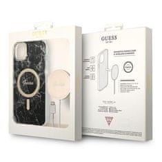 Guess Guess Bundle Pack MagSafe IML Marble - MagSafe etui za iPhone 14 Plus + komplet polnilnika (črna/zlata)