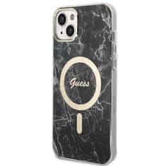 Guess Guess Bundle Pack MagSafe IML Marble - MagSafe etui za iPhone 14 Plus + komplet polnilnika (črna/zlata)