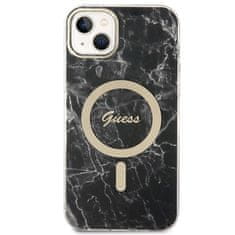 Guess Guess Bundle Pack MagSafe IML Marble - MagSafe etui za iPhone 14 Plus + komplet polnilnika (črna/zlata)