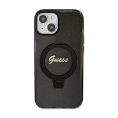 Guess Guess Ring Stand Script Glitter MagSafe - ohišje za iPhone 15 (črno)