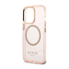 Guess Ohišje Guess Gold Outline Translucent MagSafe - iPhone 13 Pro Max (roza)