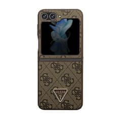 Guess Guess Usnje 4G Triangle Strass - Ohišje za Samsung Z Flip 5 (rjavo)