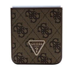 Guess Guess Usnje 4G Triangle Strass - Ohišje za Samsung Z Flip 5 (rjavo)