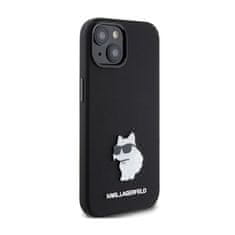 Karl Lagerfeld Karl Lagerfeld Silikonski kovinski zatič Choupette - Ohišje za iPhone 15 (črno)