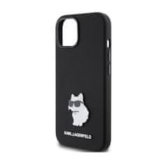 Karl Lagerfeld Karl Lagerfeld Silikonski kovinski zatič Choupette - Ohišje za iPhone 15 (črno)