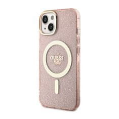 Guess Ohišje Guess Glitter Gold MagSafe za iPhone 14 (roza)