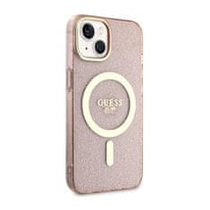 Guess Ohišje Guess Glitter Gold MagSafe za iPhone 14 (roza)